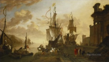warships dockscape Oil Paintings